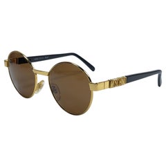 Mint Retro Moschino Medium Round Gold 1990 Sunglasses Made in Italy