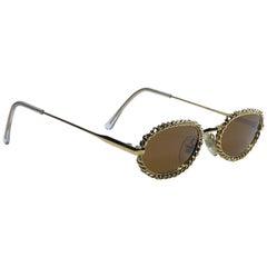 Mint Retro Moschino Oval Gold Chain 1990 Sunglasses Made in Italy