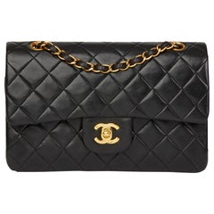 1994 Chanel Black Quilted Lambskin Vintage Small Classic Double Flap Bag