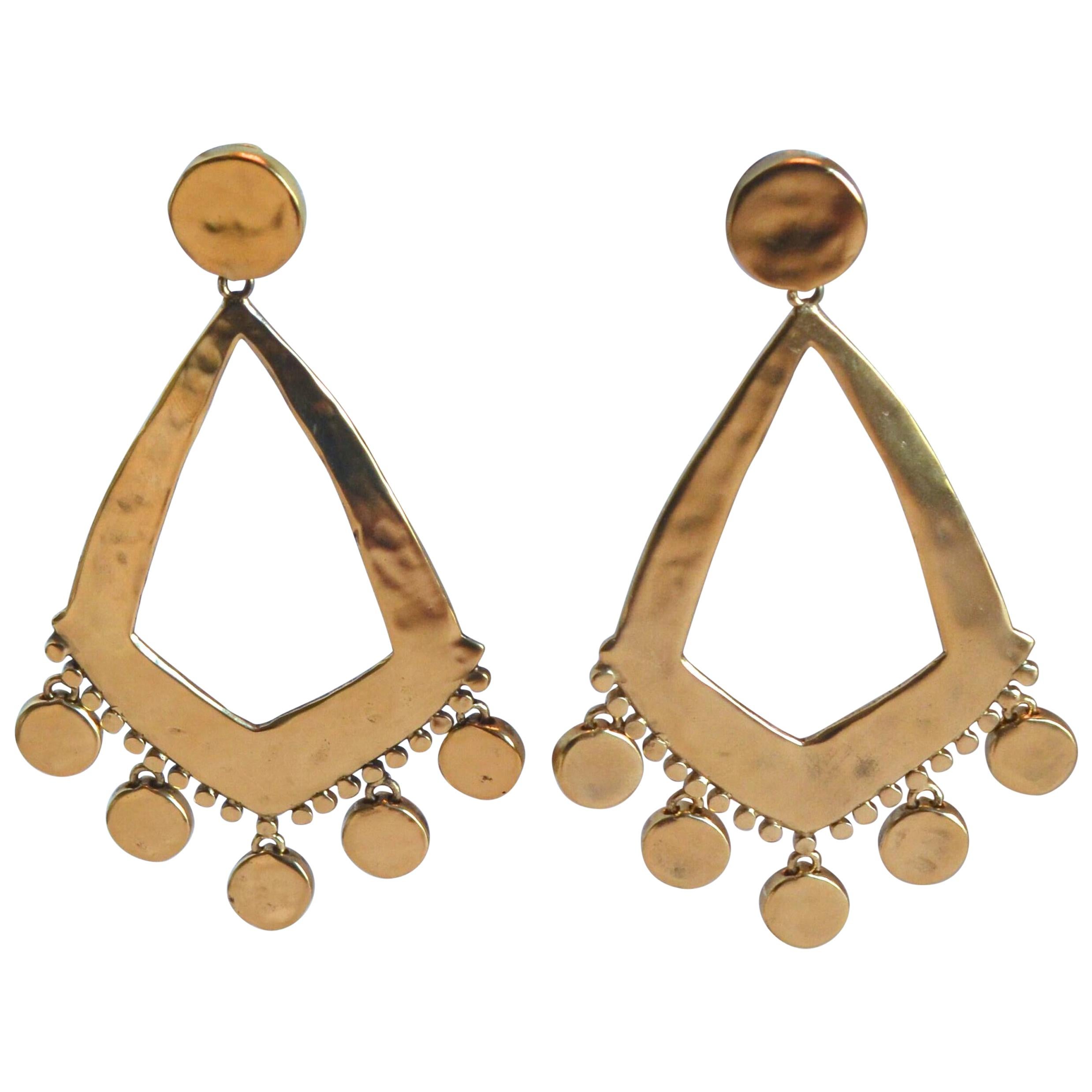 Goossens Paris Gold Statement Armure Clip Earrings