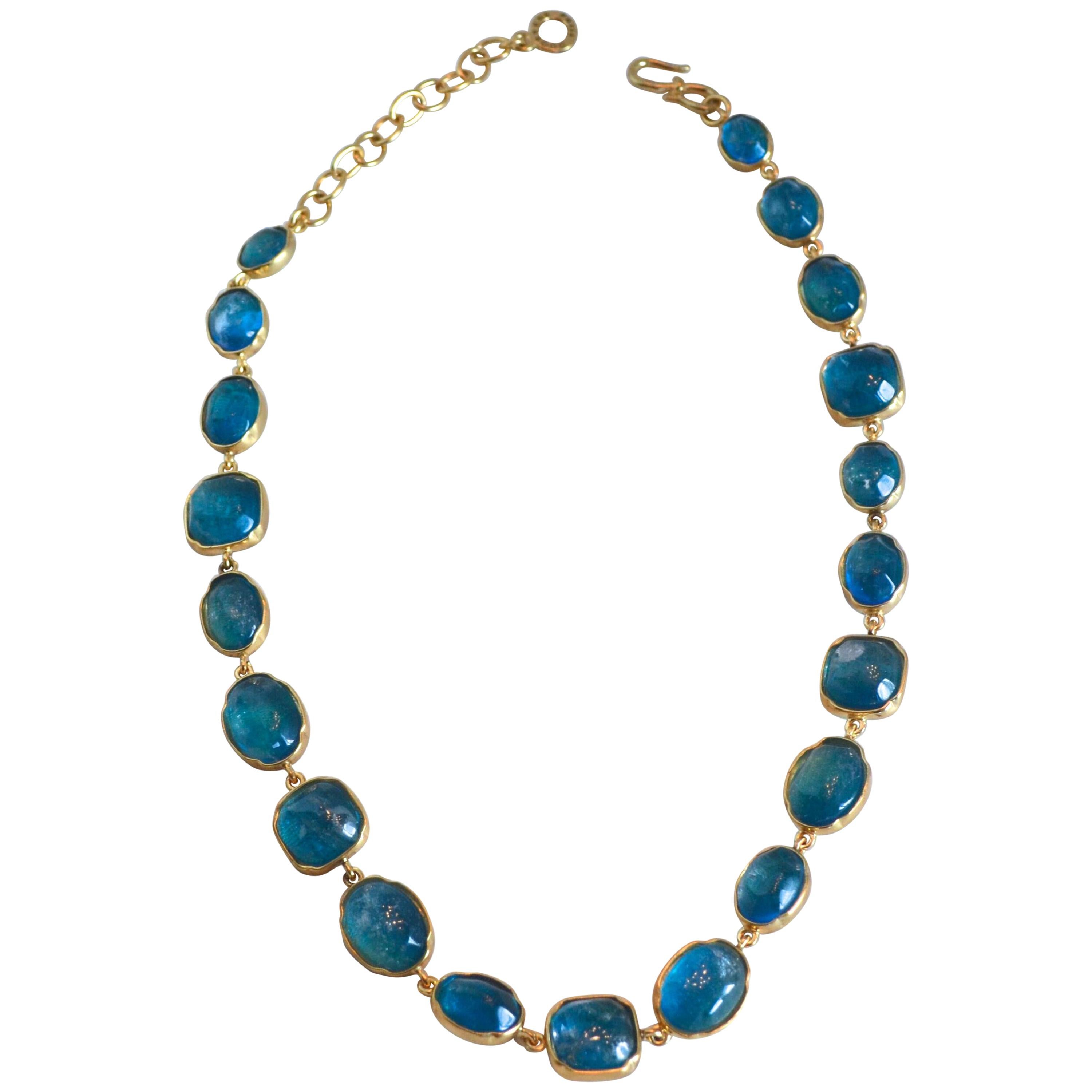Goossens Paris Aqua Blue Tinted Rock Crystal Necklace