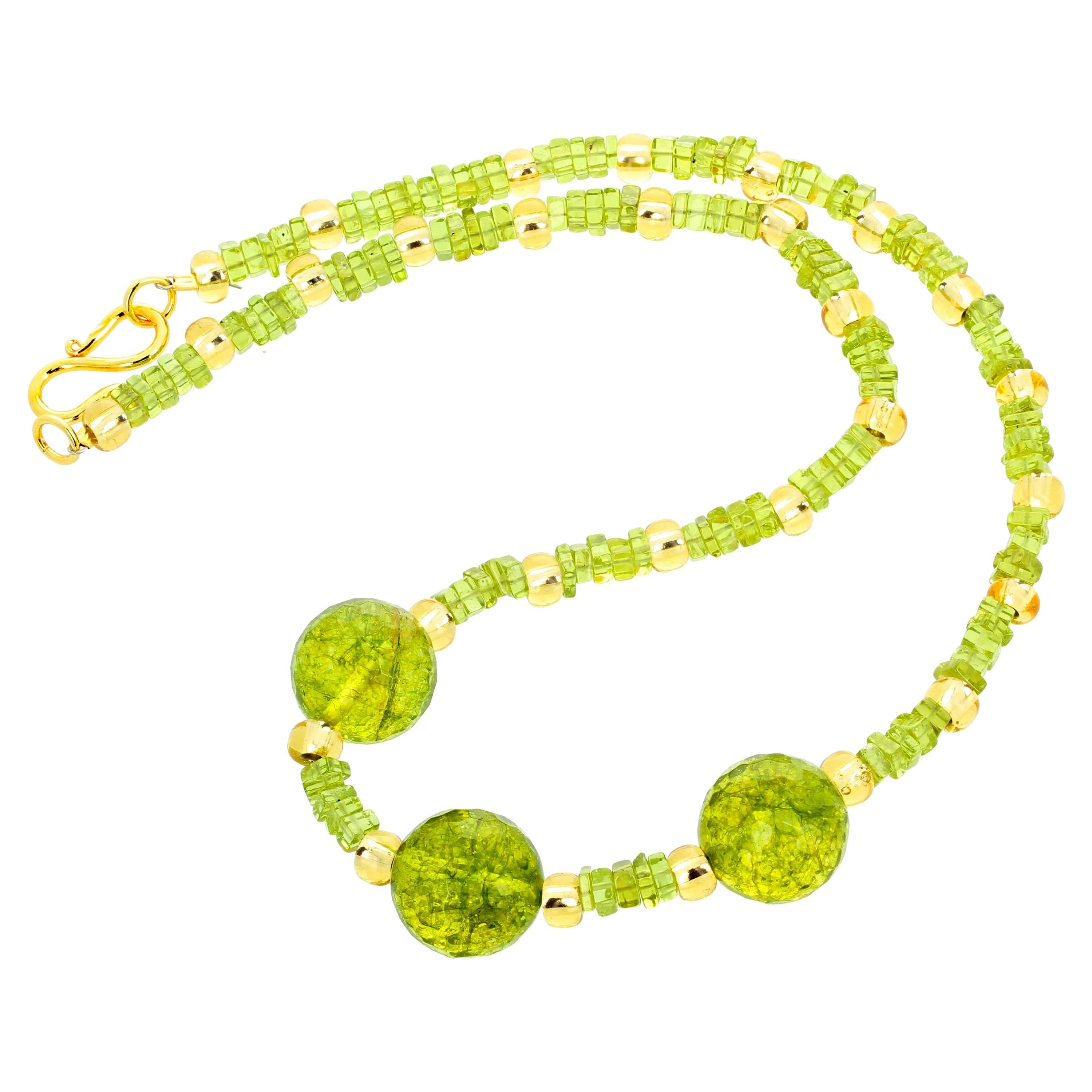 Gemjunky Candy Jewelry 18" Handmade Large Natural Bright Green Peridot Necklace