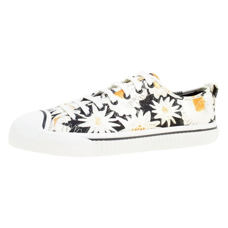 Burberry Black Floral Print Canvas Kingly Low Top Sneakers Size 44 For ...