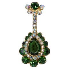 Juliana DeLizza & Elster Instrument Green & Aurora Borealis Crystal Brooch Pin