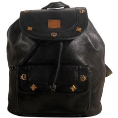 MCM Studded 868844 Black Leather Backpack
