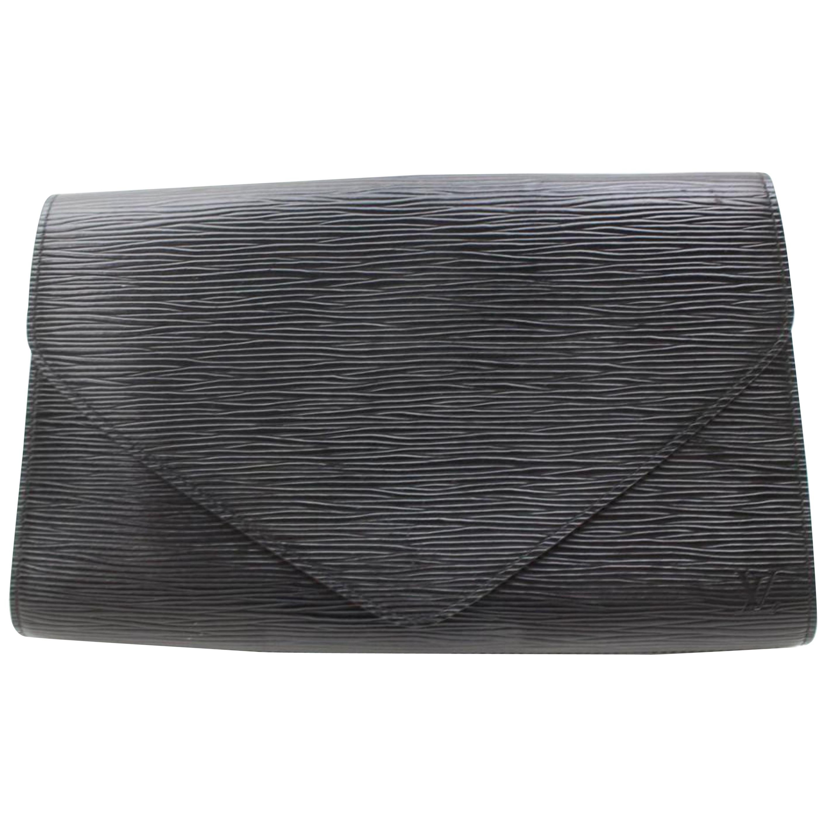 Louis Vuitton Pochette Noir Art Deco Envelope 868802 Black Leather Clutch For Sale