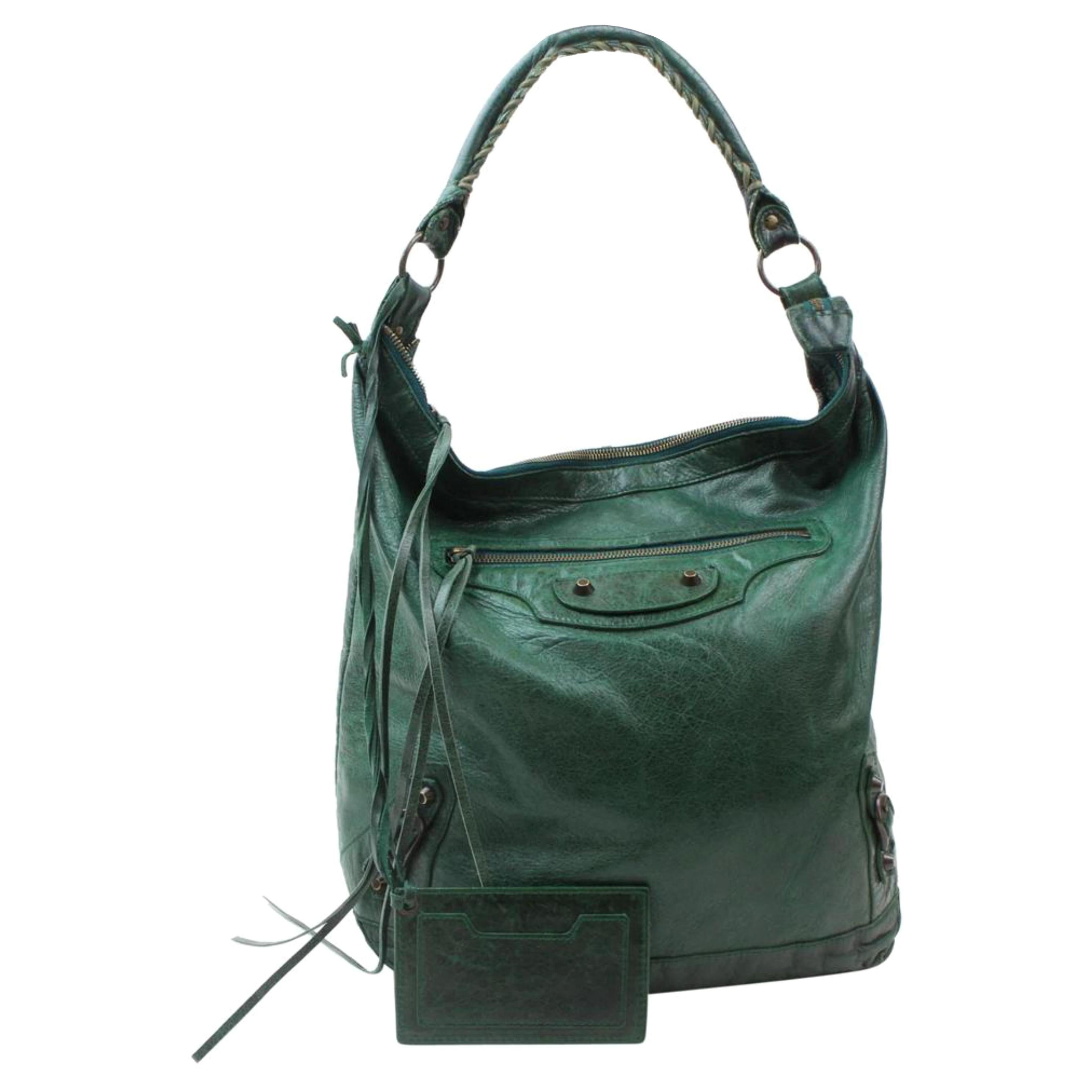 Balenciaga Day Hobo 868726 Green Leather Shoulder Bag For Sale