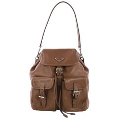 Prada Double Pocket Shoulder Bag Soft Calfskin Medium