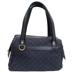 Louis Vuitton Josephine Navy Monogram Mini Lin 868647 Blue Canvas Shoulder Bag