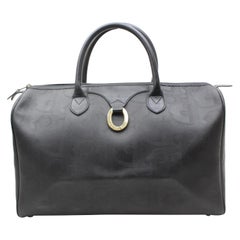 Dior Signature Monogram Trotter Oblique Boston Duffle 868572 Black Coated Canvas