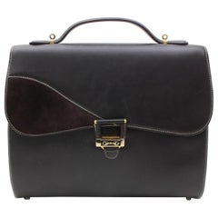 Gucci Dark Attache Briefcase 868542 Brown Leather Laptop Bag