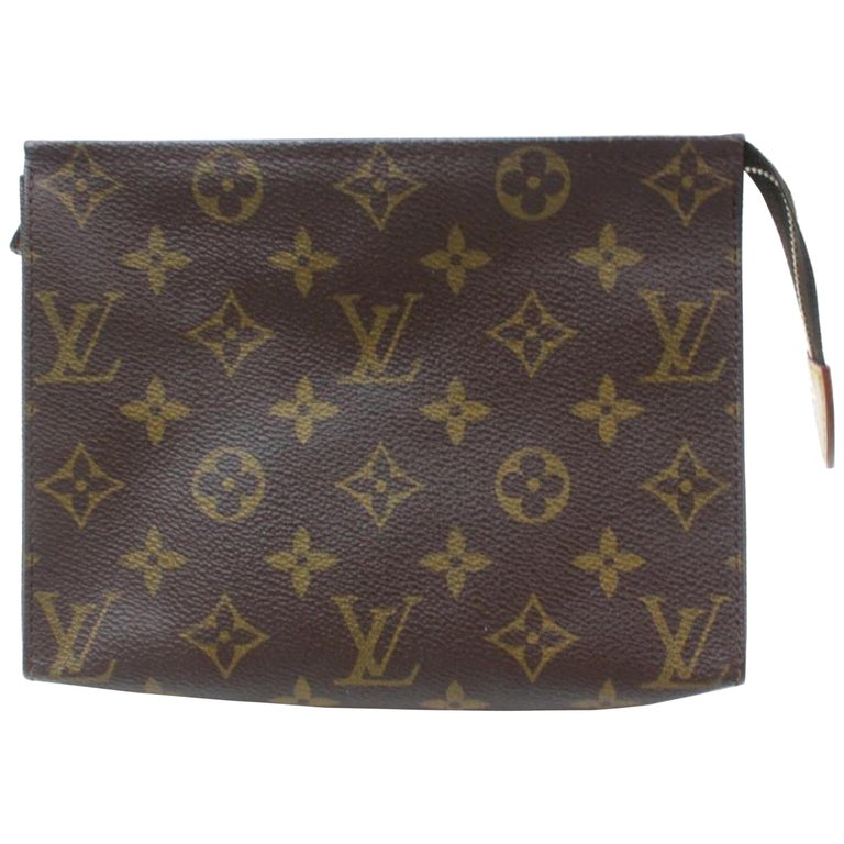 Louis Vuitton Brown Poche Monogram Toiletry Pouch 19 Toilette 868551 Cosmetic Ba For Sale at 1stdibs