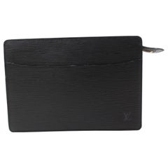 Louis Vuitton Pochette Noir Homme 868450 Black Leather Clutch