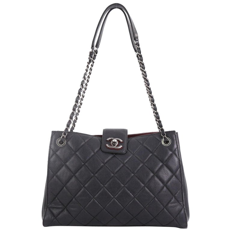 Chanel CC Lock Accordion Tote Quilted Caviar Large at 1stDibs