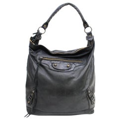 Balenciaga The Day Hobo 868349 Black Leather Shoulder Bag