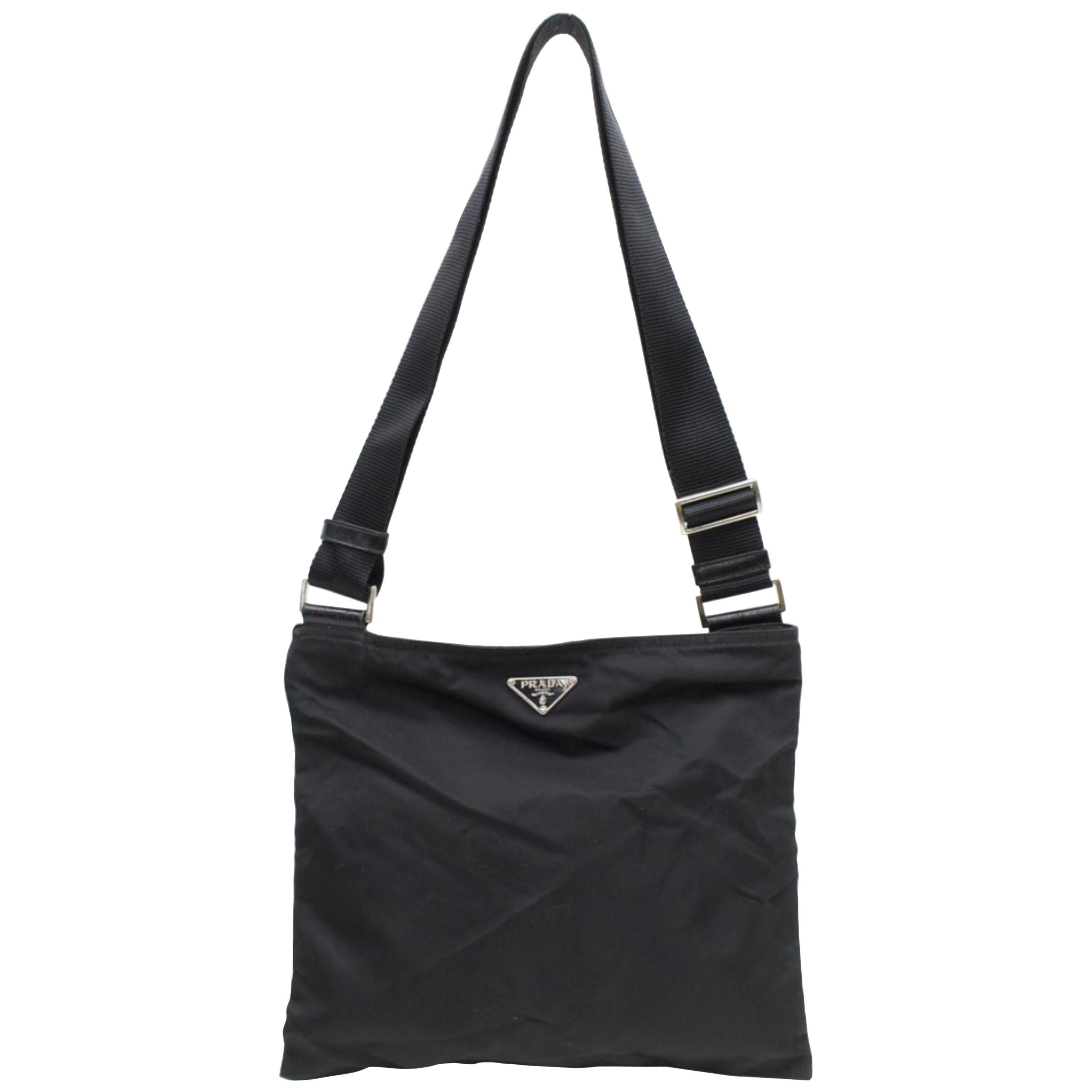 Prada Vela Tessuto Messenger 868347 Black Nylon Cross Body Bag at 1stDibs