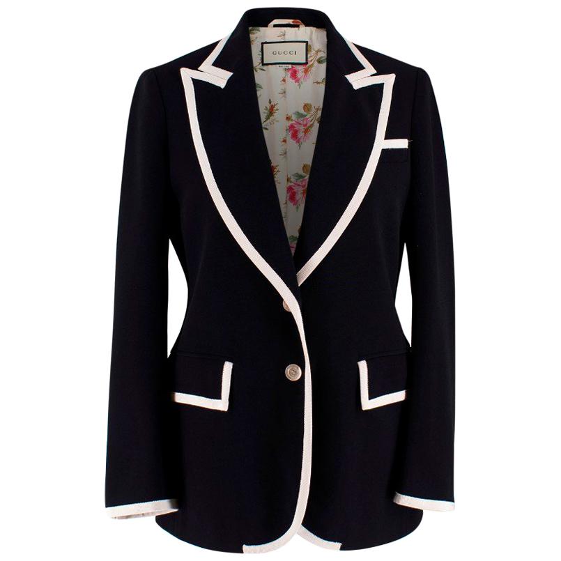 Gucci Black & White Stretch Cady Blazer US 4