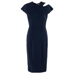 Used Victoria Beckham Navy Cut Out Fitted Dress US 6