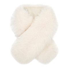 Verheyen London Lapel Cross-through Collar in Pearl White Fox Fur Brand New 