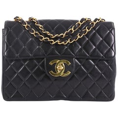  Chanel Vintage Classic Single Flap Bag Quilted Lambskin Jumbo