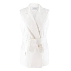 Saint Laurent tie-waist white sleeveless blazer US 6