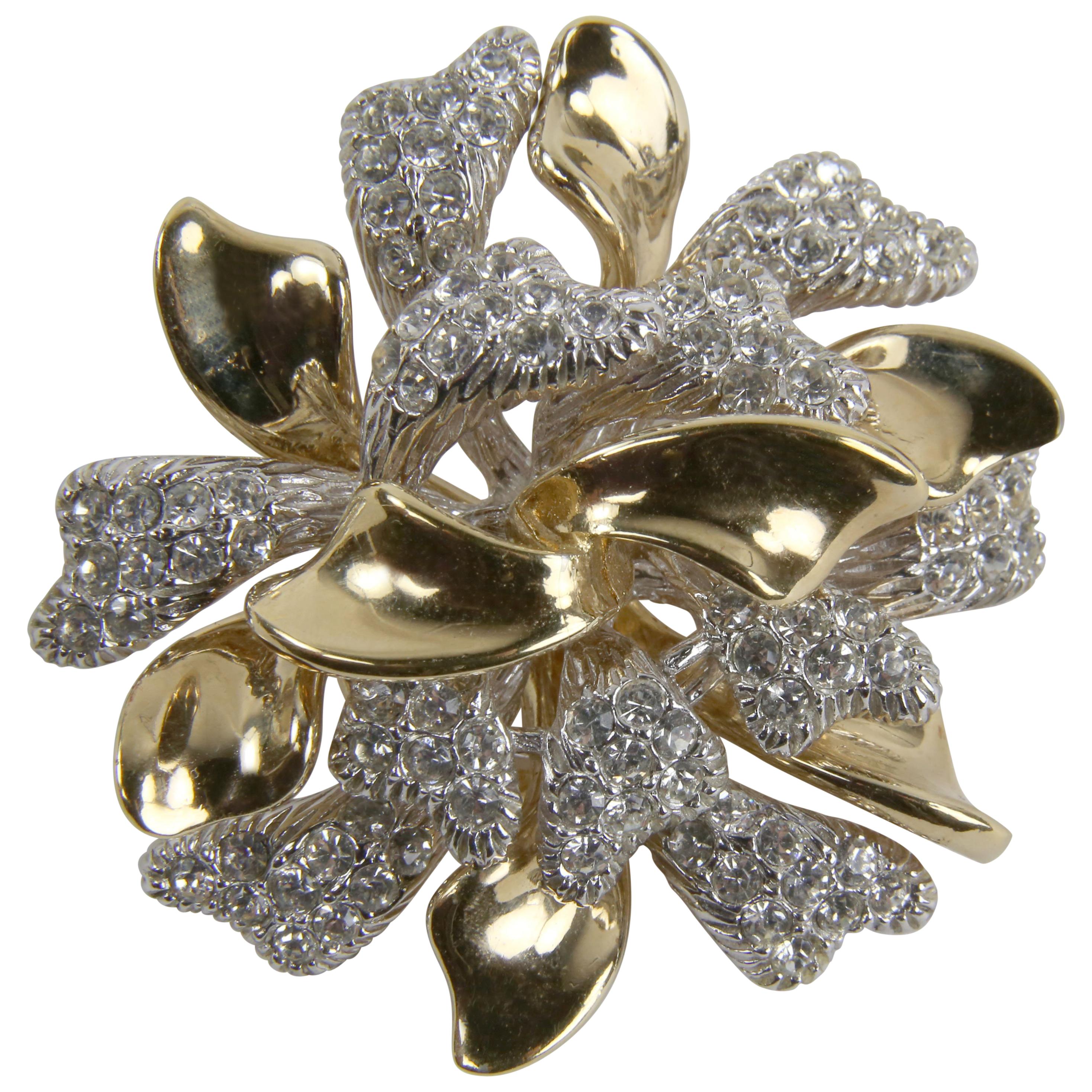 Stunning Vintage Designer CINER Signed Faux Diamond Estate Brooch Pin For Sale