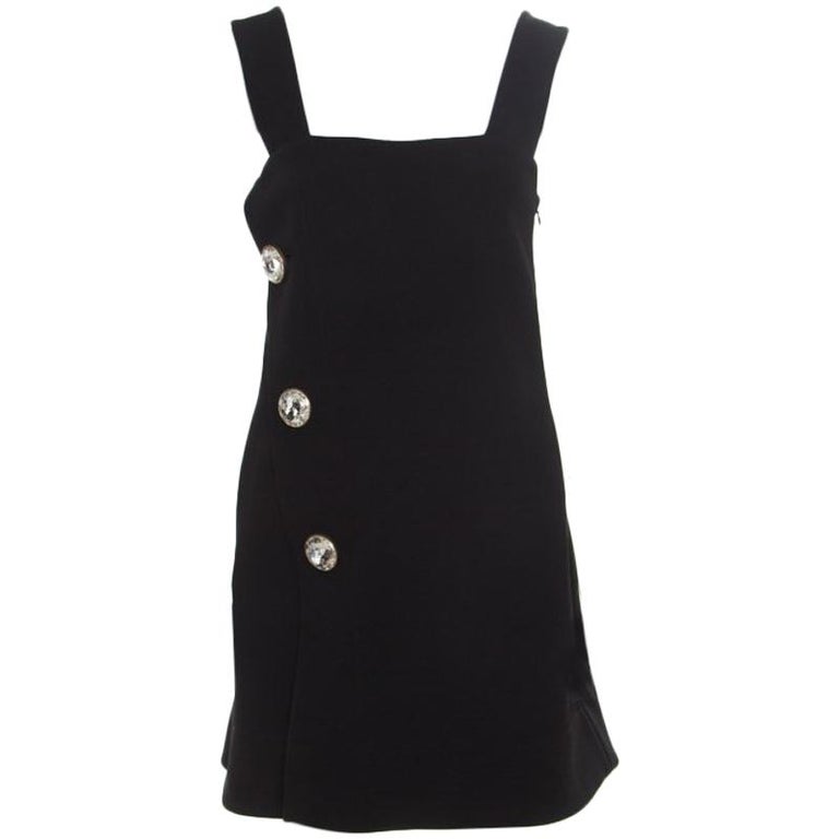 Marni Black Crepe Crystal Embellished Button Detail Pinafore Dress M ...