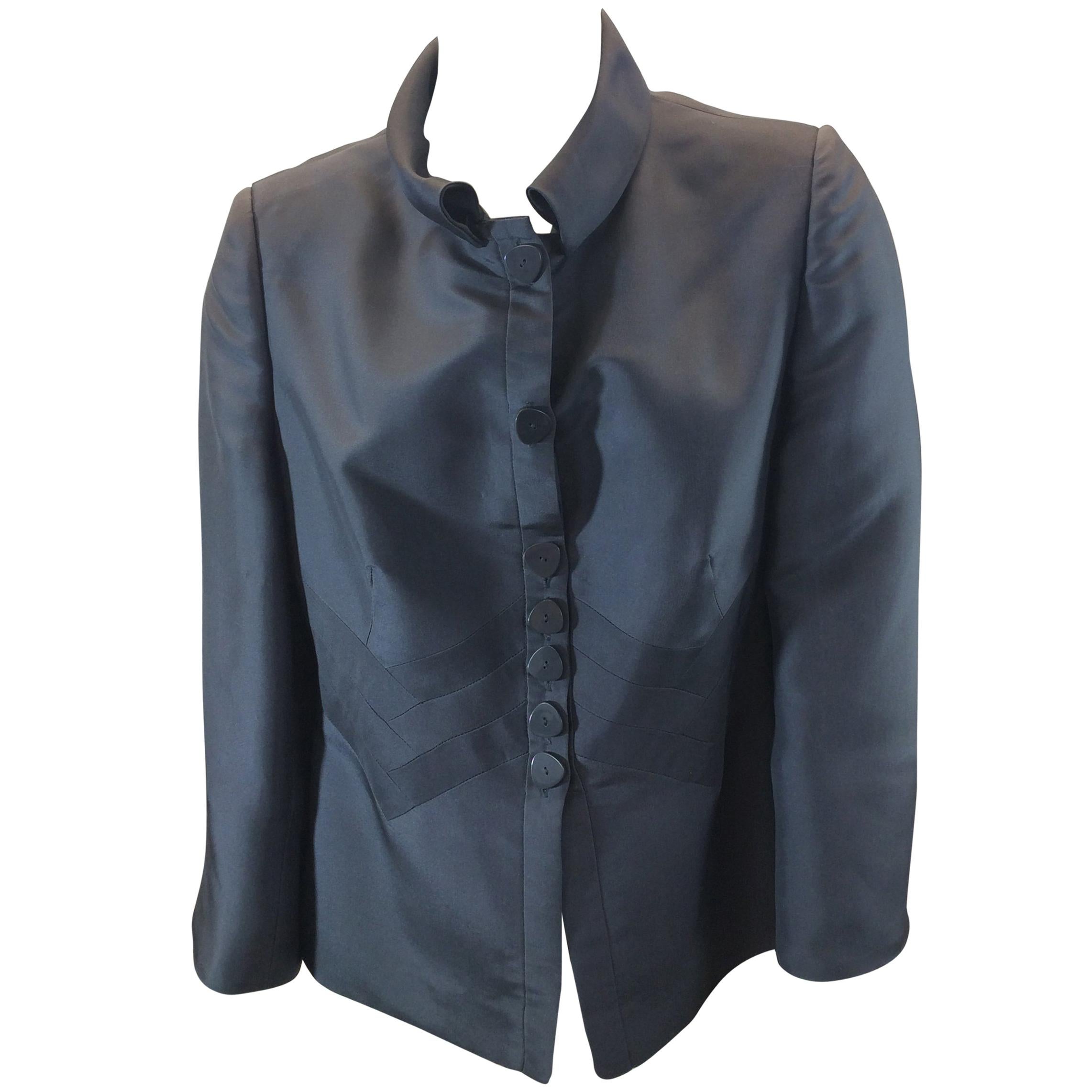 Armani Collezioni Grey Silk Jacket For Sale