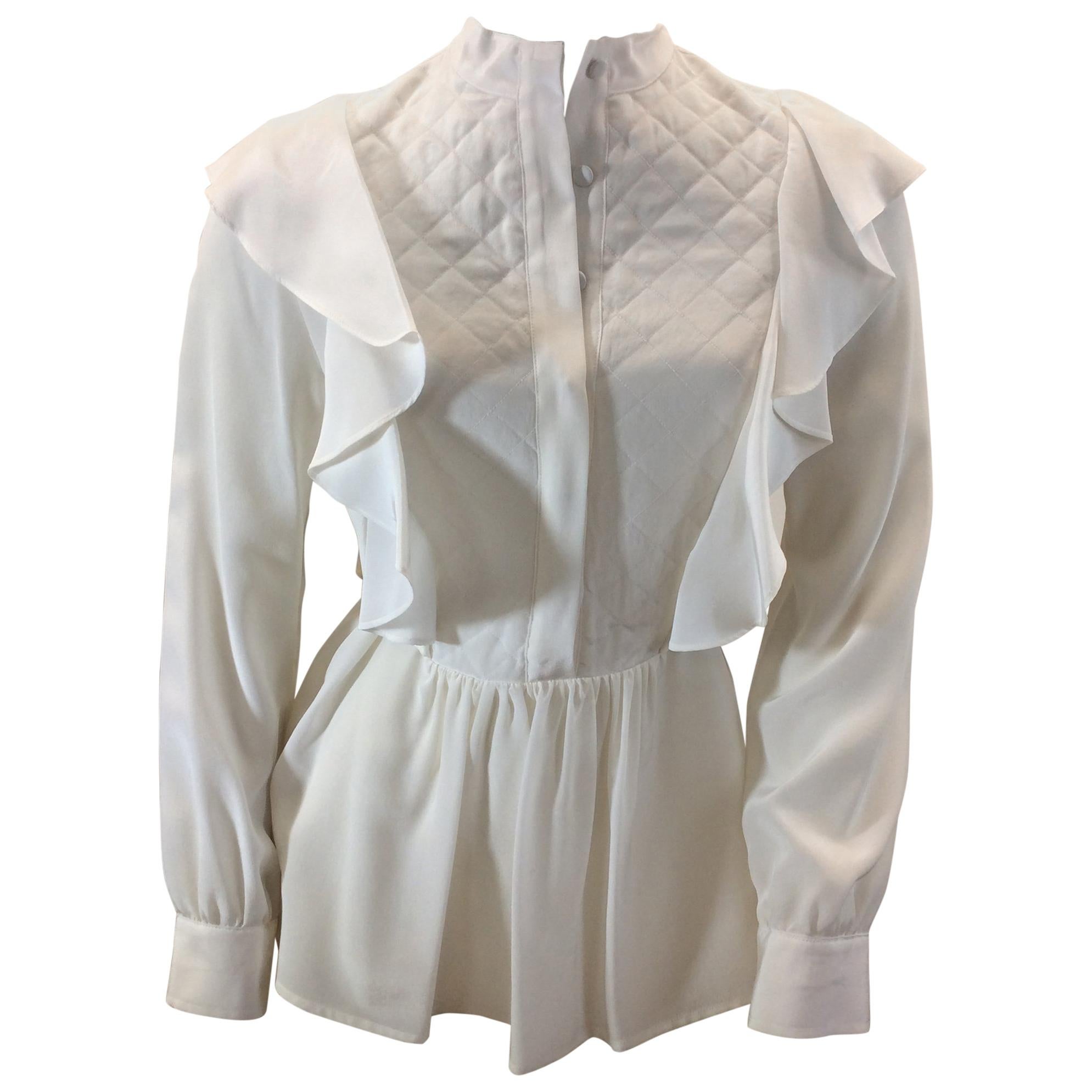 Givenchy White Silk Blouse For Sale