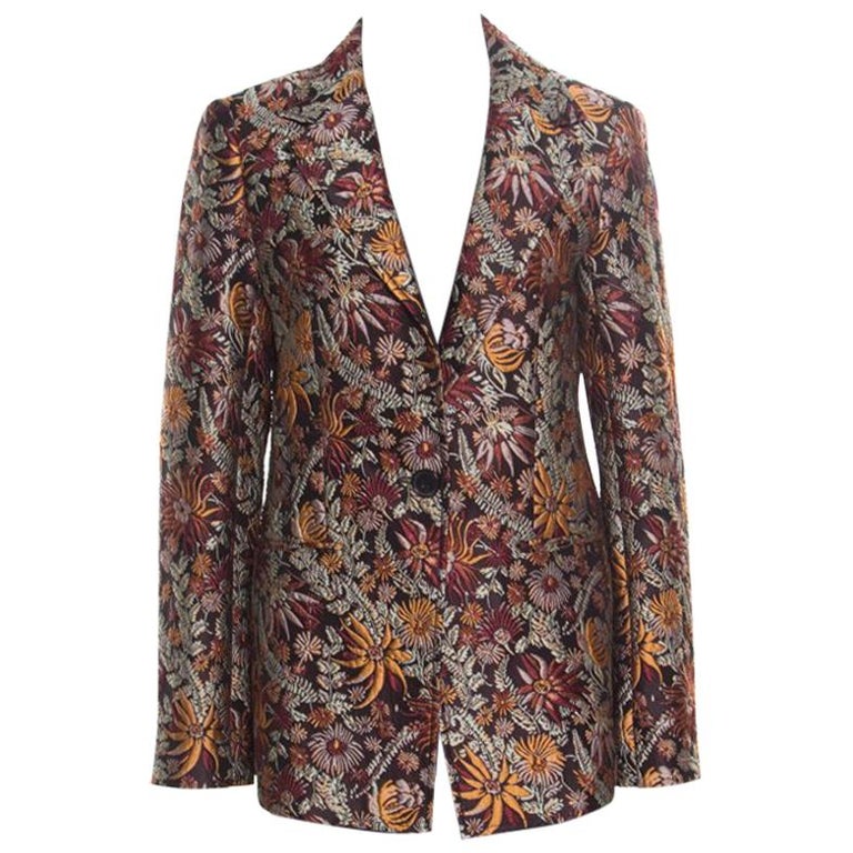 3.1 Phillip Lim Brown Floral Cloque Single Button Blazer M For Sale at ...