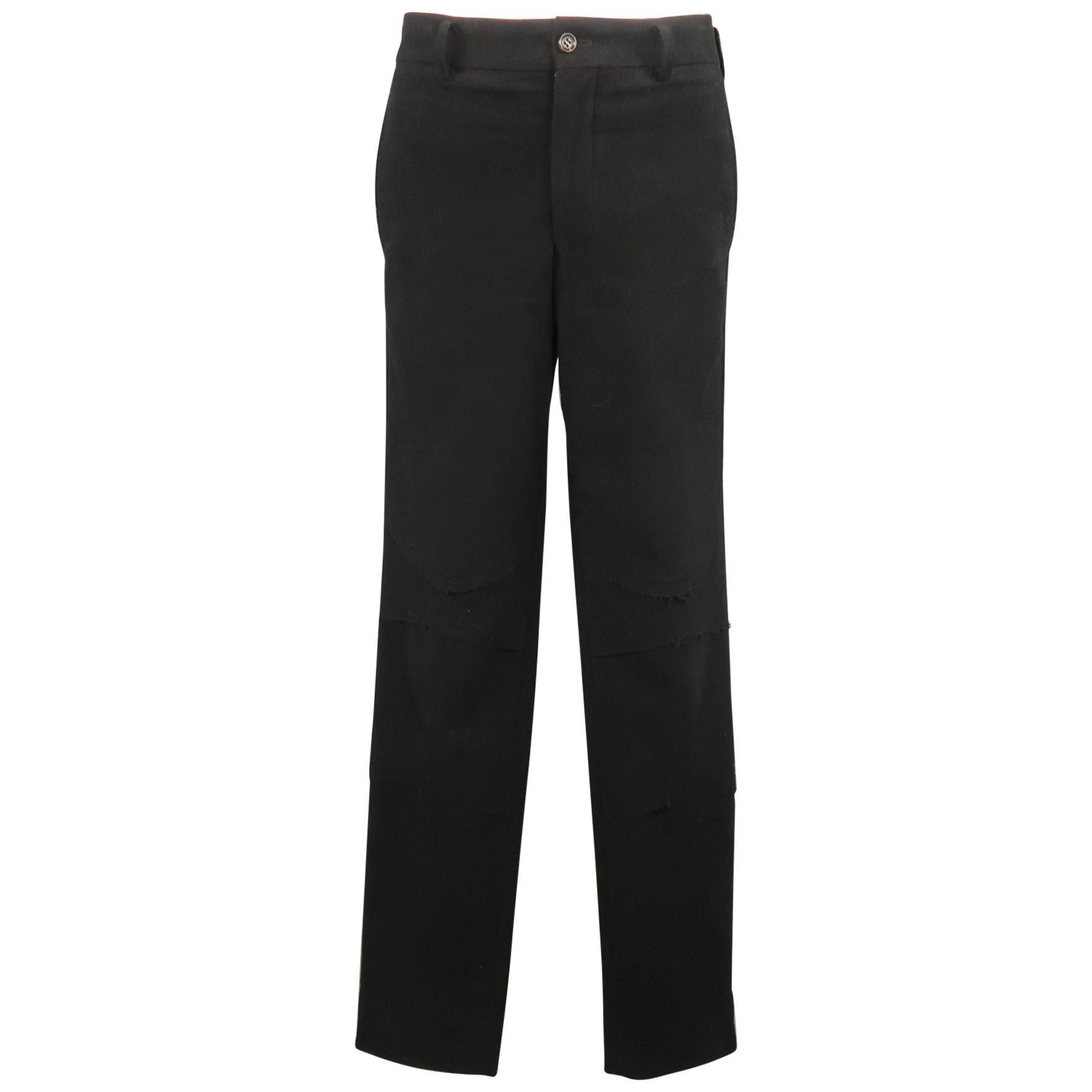 COMME des GARCONS HOMME PLUS Size L Black Cotton Blend 35 Zip Fly Casual Pants