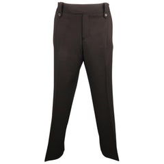 DIOR HOMME Taille 34 Noir Solid Wool Blend 32 Zip Fly Dress Pants