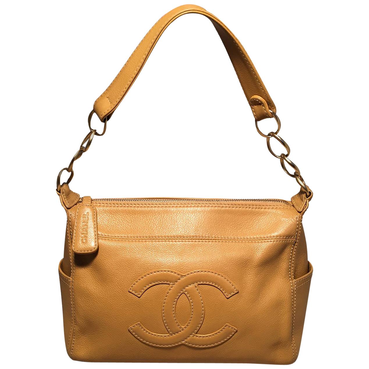 Chanel Tan Caviar CC Shoulder Bag 