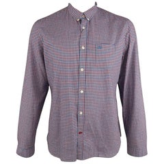 BURBERRY BRIT Size XL Blue & Red Plaid Cotton Button Down Long Sleeve Shirt