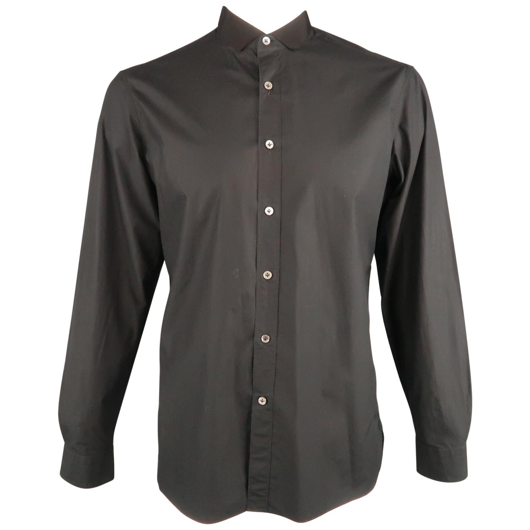 LANVIN Size M Black Viscose Blend Crew-Neck Short Sleeve Shirt main image 0