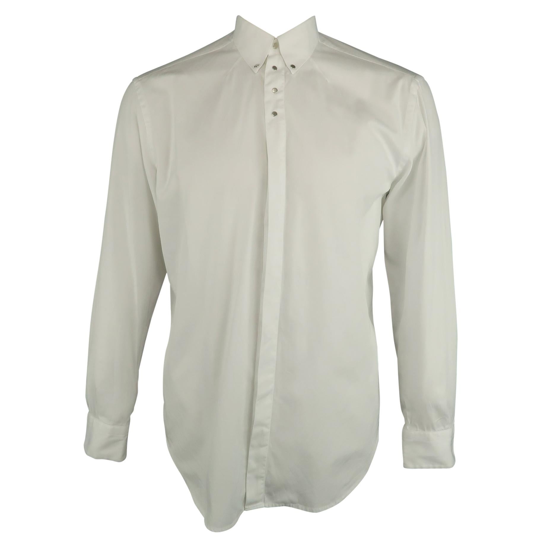 GIVENCHY Size M White Solid Cotton Button Down Long Sleeve Shirt