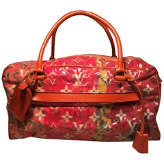 LOUIS VUITTON Richard Prince Pink Orange Denim Defile Weekender PM Pulp Bag