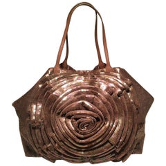 Valentino Tan Sequin Petale Flower Tote Bag