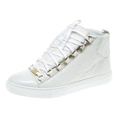 Balenciaga White Leather Arena Platform Sneakers Size 37