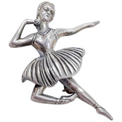 Beau Sterling Silver Dancing Ballerina Vintage Brooch Pin