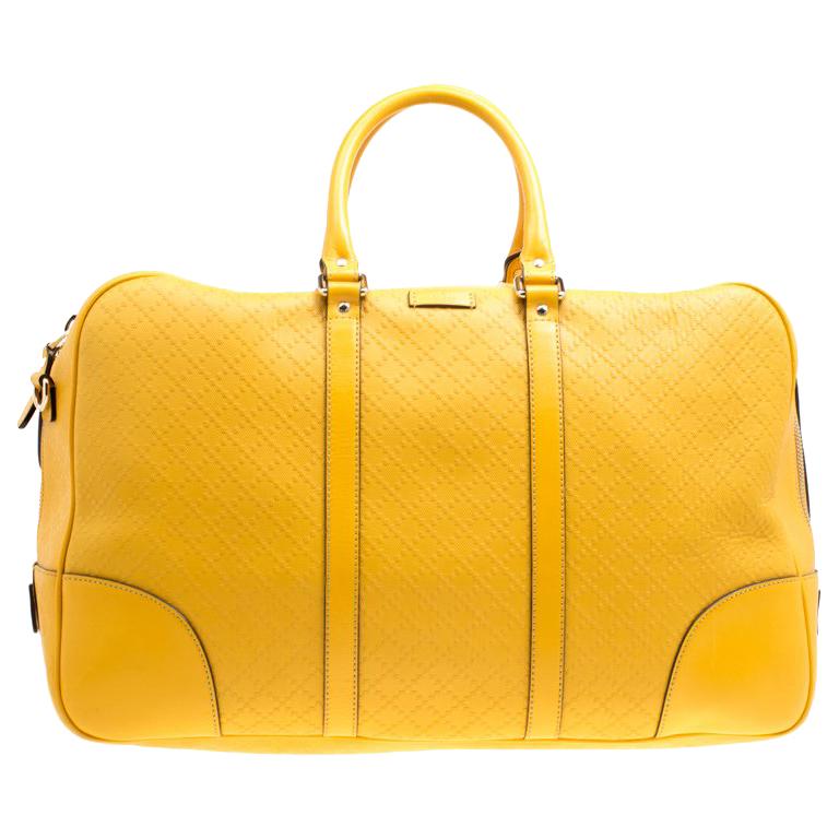 Mustard Diamante Leather Medium Duffle For Sale at 1stDibs | gucci bag, mustard bag