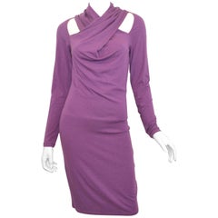 Alexander McQueen Purple Dress with Cut Out Shoulders