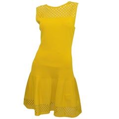 Fendi Yellow Fit and Flare Dress with Cutout Design