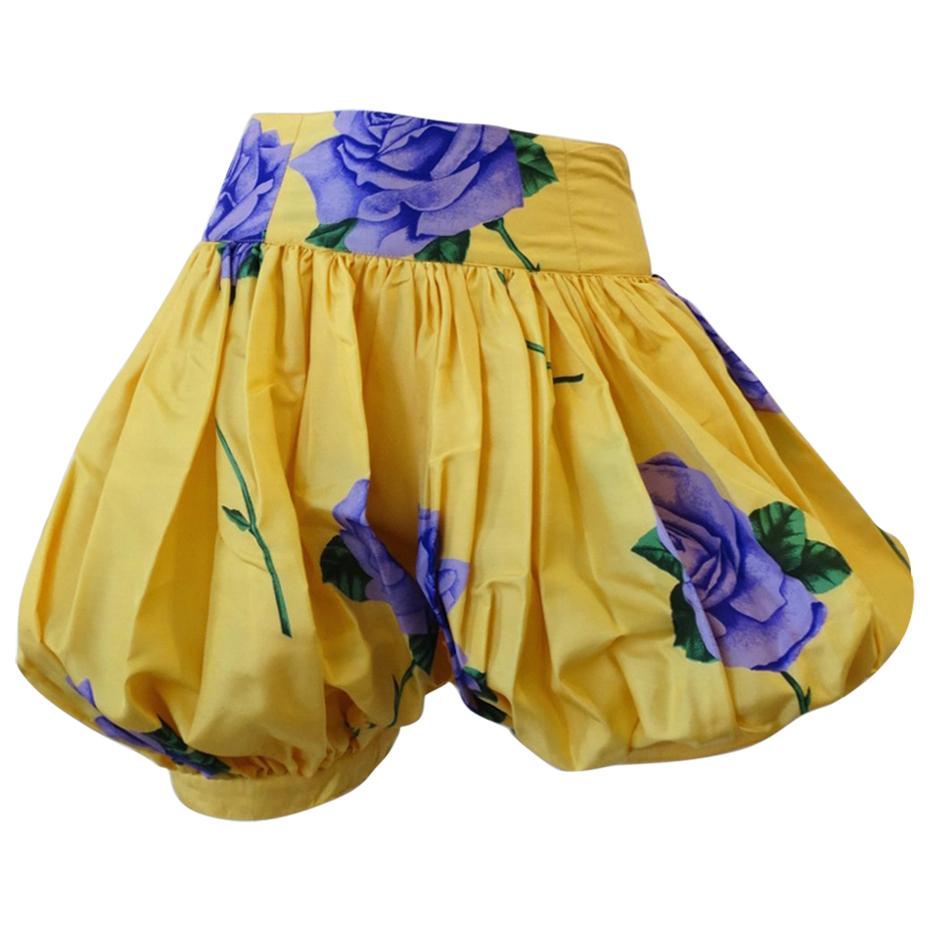 Versace 1980s Purple Rose Pleated Bloomers