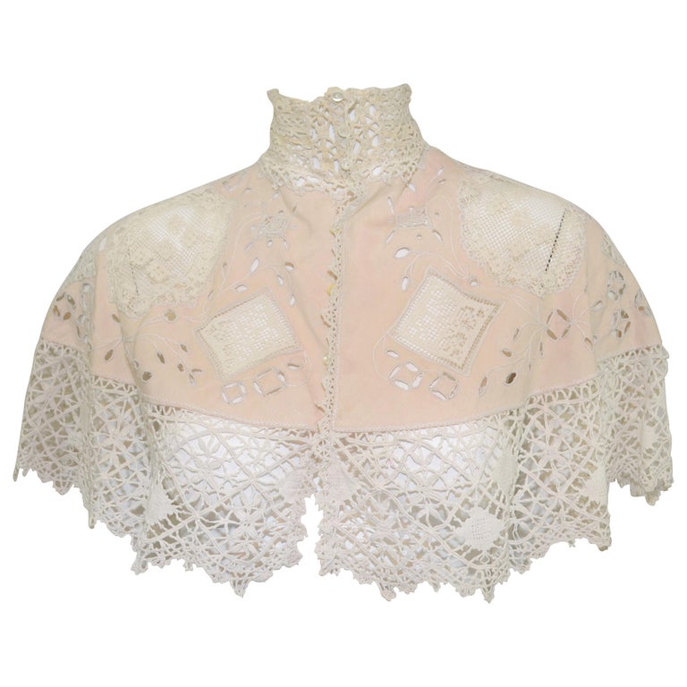 Vintage Victorian Crochet Knit Capelet with Eyelet at 1stDibs