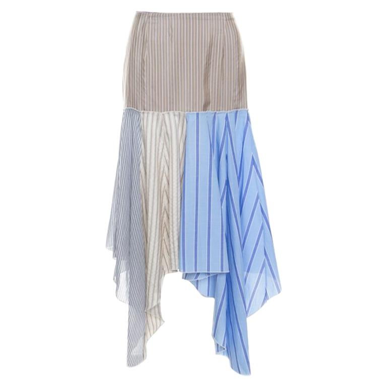 J.W.Anderson Multicolor Striped Cotton and Silk Handkerchief Skirt S