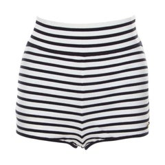 Chanel Monochrome Striped Cotton High Waist Hot Pants M
