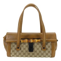 Gucci Monogram Bamboo Bullet 868091 Brown Canvas Satchel