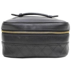 Chanel Vanity Case Quilted Lambskin Box 868036 Black Leather Satchel