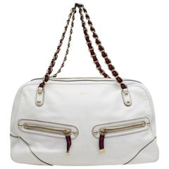 Gucci Boston Princy Chain 867944 White Leather Shoulder Bag